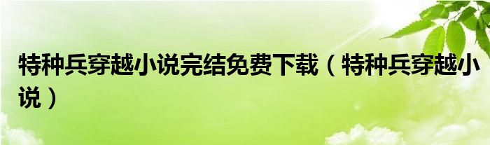特种兵穿越小说完结免费下载(特种兵穿越小说)