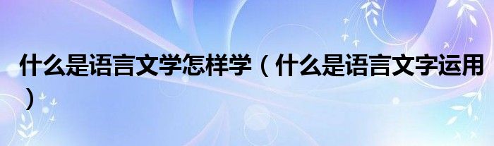 什么是语言文学怎样学(什么是语言文字运用)