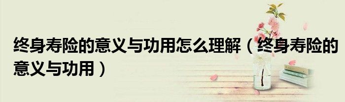 终身寿险的意义与功用怎么理解(终身寿险的意义与功用)