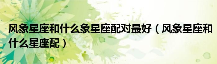 风象星座和什么象星座配对最好(风象星座和什么星座配)