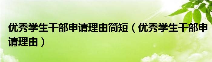 优秀学生干部申请理由简短(优秀学生干部申请理由)