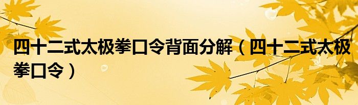 四十二式太极拳口令背面分解(四十二式太极拳口令)