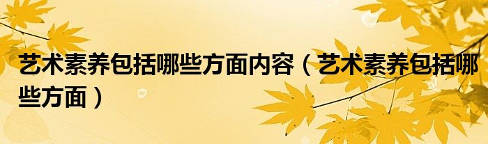 艺术素养包括哪些方面内容(艺术素养包括哪些方面)