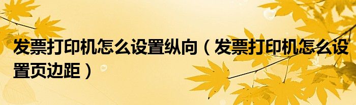 发票打印机怎么设置纵向(发票打印机怎么设置页边距)