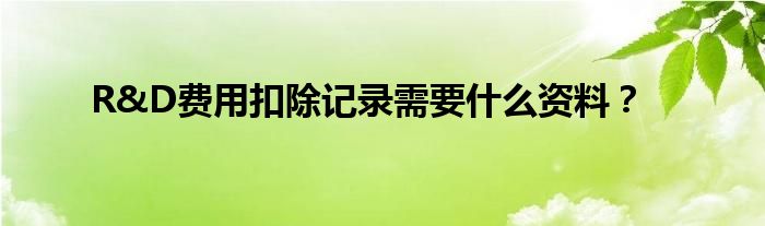R&D费用扣除记录需要什么资料?