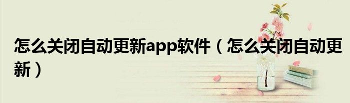 怎么关闭自动更新app软件(怎么关闭自动更新)