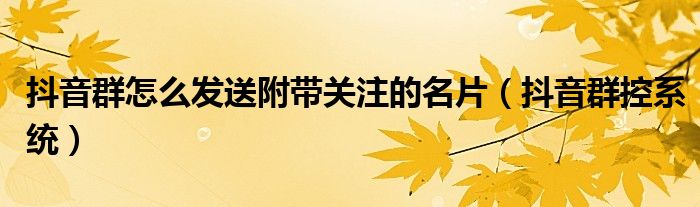 抖音群怎么发送附带关注的名片(抖音群控系统)