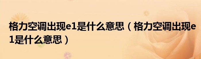 格力空调出现e1是什么意思(格力空调出现e1是什么意思)
