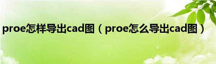 proe怎样导出cad图(proe怎么导出cad图)