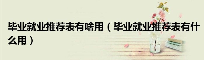 毕业就业推荐表有啥用(毕业就业推荐表有什么用)
