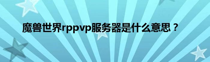 魔兽世界rppvp服务器是什么意思?