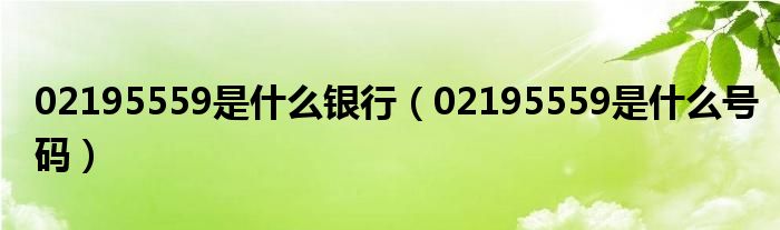 02195559是什么银行(02195559是什么号码)