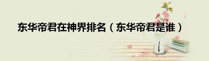 东华帝君在神界排名(东华帝君是谁)