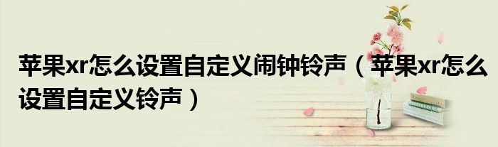 苹果xr怎么设置自定义闹钟铃声(苹果xr怎么设置自定义铃声)