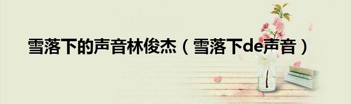 雪落下的声音林俊杰(雪落下de声音)