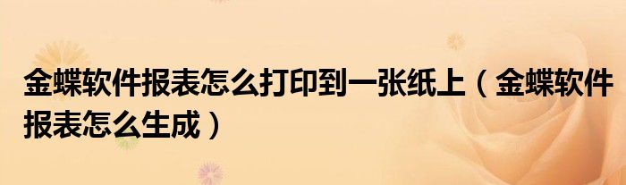 金蝶软件报表怎么打印到一张纸上(金蝶软件报表怎么生成)