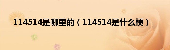 114514是哪里的(114514是什么梗)