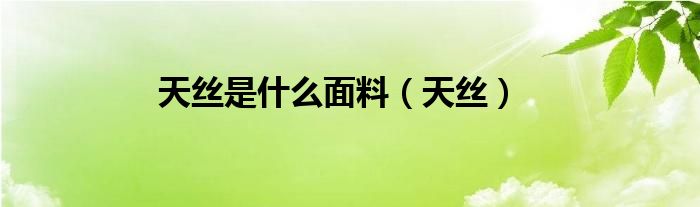 天丝是什么面料（天丝）