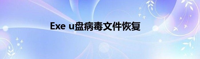 Exe u盘病毒文件恢复