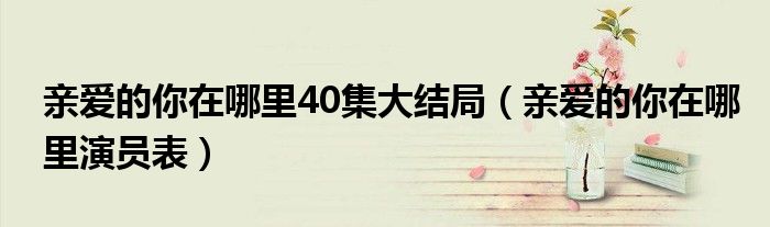 亲爱的你在哪里40集大结局(亲爱的你在哪里演员表)