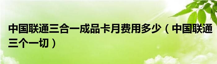 中国联通三合一成品卡月费用多少(中国联通三个一切)