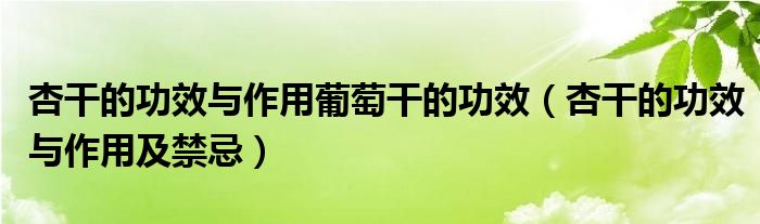 杏干的功效与作用葡萄干的功效(杏干的功效与作用及禁忌)