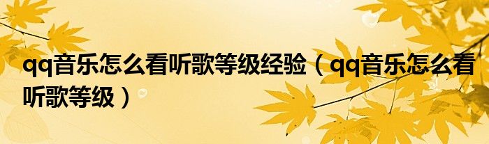 qq音乐怎么看听歌等级经验(qq音乐怎么看听歌等级)