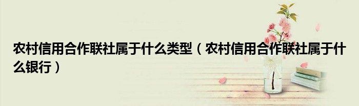 农村信用合作联社属于什么类型(农村信用合作联社属于什么银行)