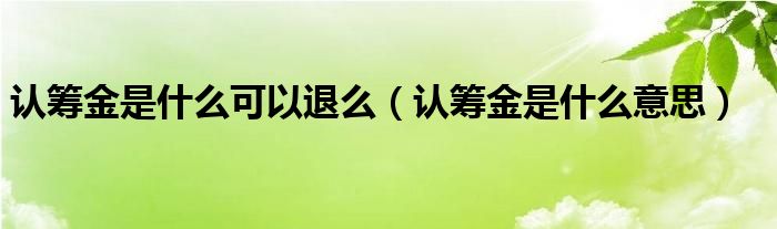 认筹金是什么可以退么(认筹金是什么意思)