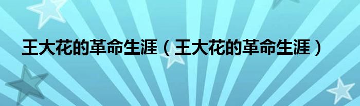 王大花的革命生涯(王大花的革命生涯)
