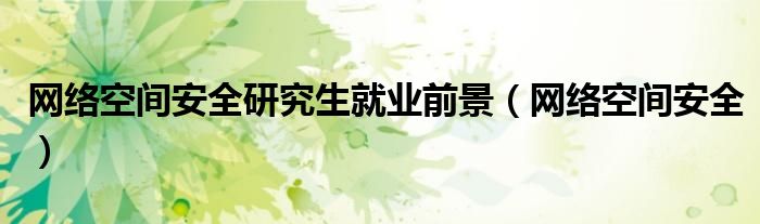 网络空间安全研究生就业前景(网络空间安全)