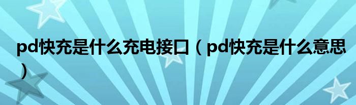 pd快充是什么充电接口(pd快充是什么意思)