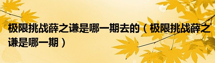 极限挑战薛之谦是哪一期去的(极限挑战薛之谦是哪一期)