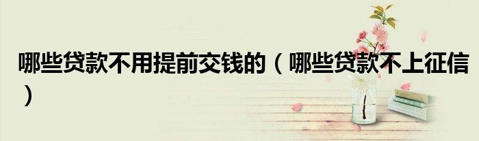 哪些贷款不用提前交钱的(哪些贷款不上征信)