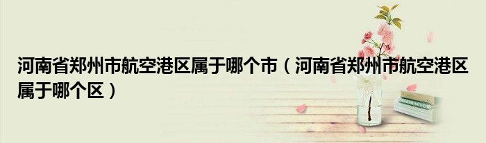 河南省郑州市航空港区属于哪个市(河南省郑州市航空港区属于哪个区)