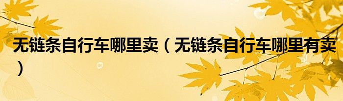无链条自行车哪里卖(无链条自行车哪里有卖)