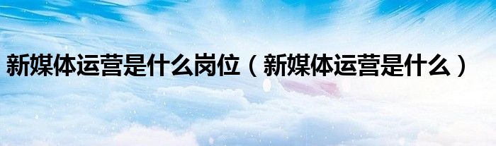 新媒体运营是什么岗位(新媒体运营是什么)