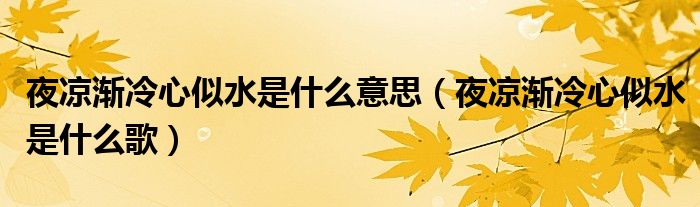 夜凉渐冷心似水是什么意思(夜凉渐冷心似水是什么歌)