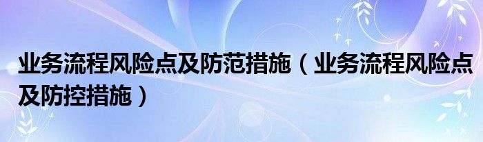 业务流程风险点及防范措施(业务流程风险点及防控措施)