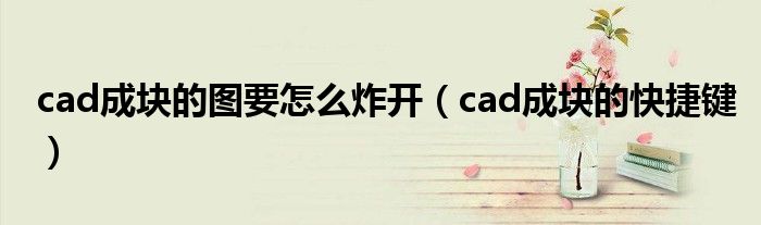 cad成块的图要怎么炸开(cad成块的快捷键)