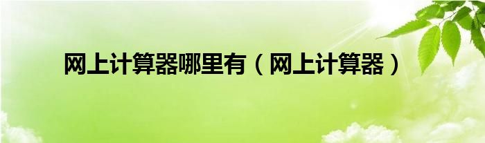 网上计算器哪里有(网上计算器)