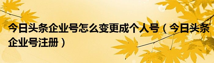 今日头条企业号怎么变更成个人号(今日头条企业号注册)