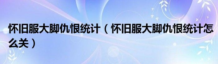怀旧服大脚仇恨统计(怀旧服大脚仇恨统计怎么关)