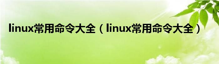 linux常用命令大全(linux常用命令大全)
