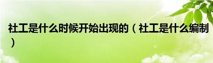 社工是什么时候开始出现的(社工是什么编制)