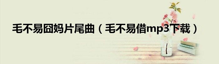 毛不易囧妈片尾曲(毛不易借mp3下载)