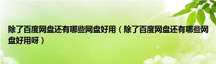 除了百度网盘还有哪些网盘好用（除了百度网盘还有哪些网盘好用呀）