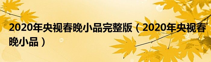 2020年央视春晚小品完整版（2020年央视春晚小品）