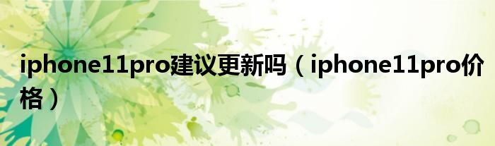 iphone11pro建议更新吗(iphone11pro价格)