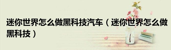 迷你世界怎么做黑科技汽车(迷你世界怎么做黑科技)